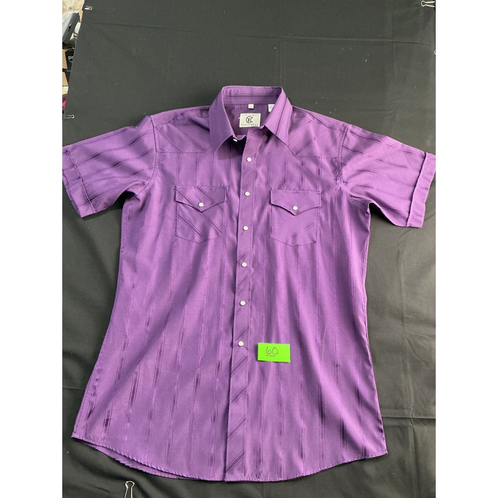Corral West Ranchwear Mens Purple Pearl Snap Western Shirt Short Sleeve Large